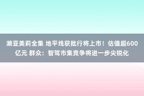 濑亚美莉全集 地平线获批行将上市！估值超600亿元 群众：智驾市集竞争将进一步尖锐化