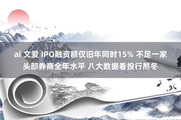 ai 文爱 IPO融资额仅旧年同时15% 不足一家头部券商全年水平 八大数据看投行熬冬