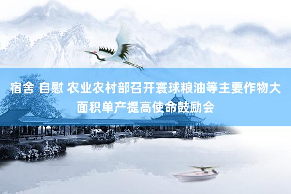 宿舍 自慰 农业农村部召开寰球粮油等主要作物大面积单产提高使命鼓励会