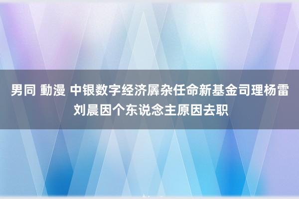 男同 動漫 中银数字经济羼杂任命新基金司理杨雷 刘晨因个东说念主原因去职