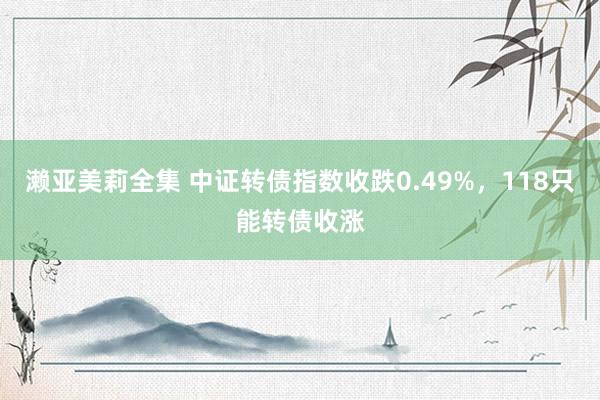 濑亚美莉全集 中证转债指数收跌0.49%，118只能转债收涨